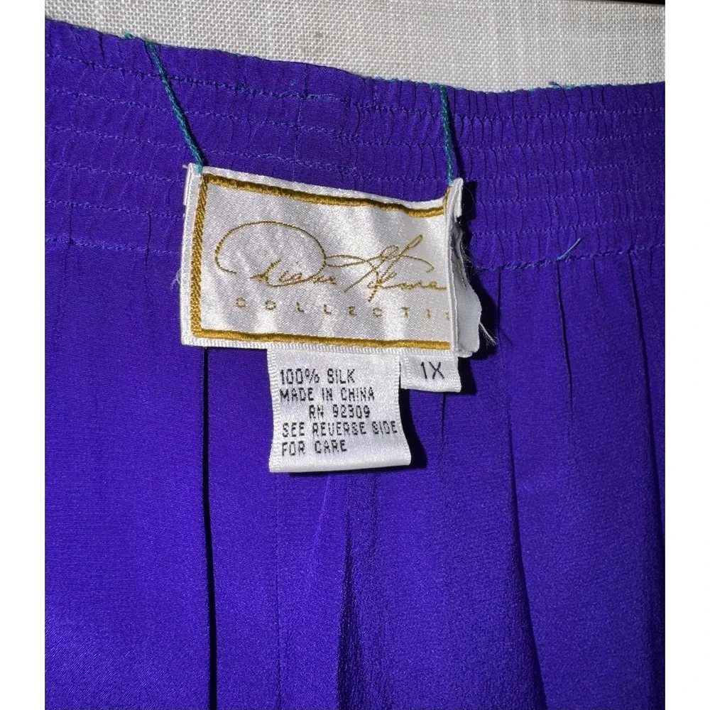Vintage NWT Diane Gilman 100% Silk Blouse Reversible Pants Set Women's 2X Floral - Picture 11 of 16